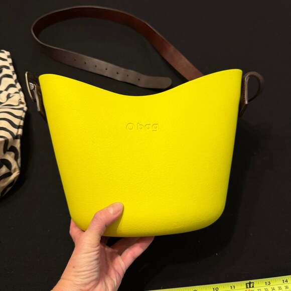 O Bag Made In Italy EVA Compound Basket Tote Crossbody Bag Yellow - Picture 12 of 16